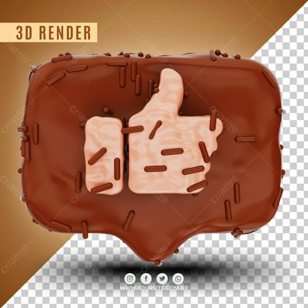 Like De Chocolate E Granulado 3D Elemento Para Composicao Psd