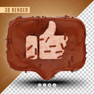 Like de chocolate e granulado 3d elemento para composicao psd