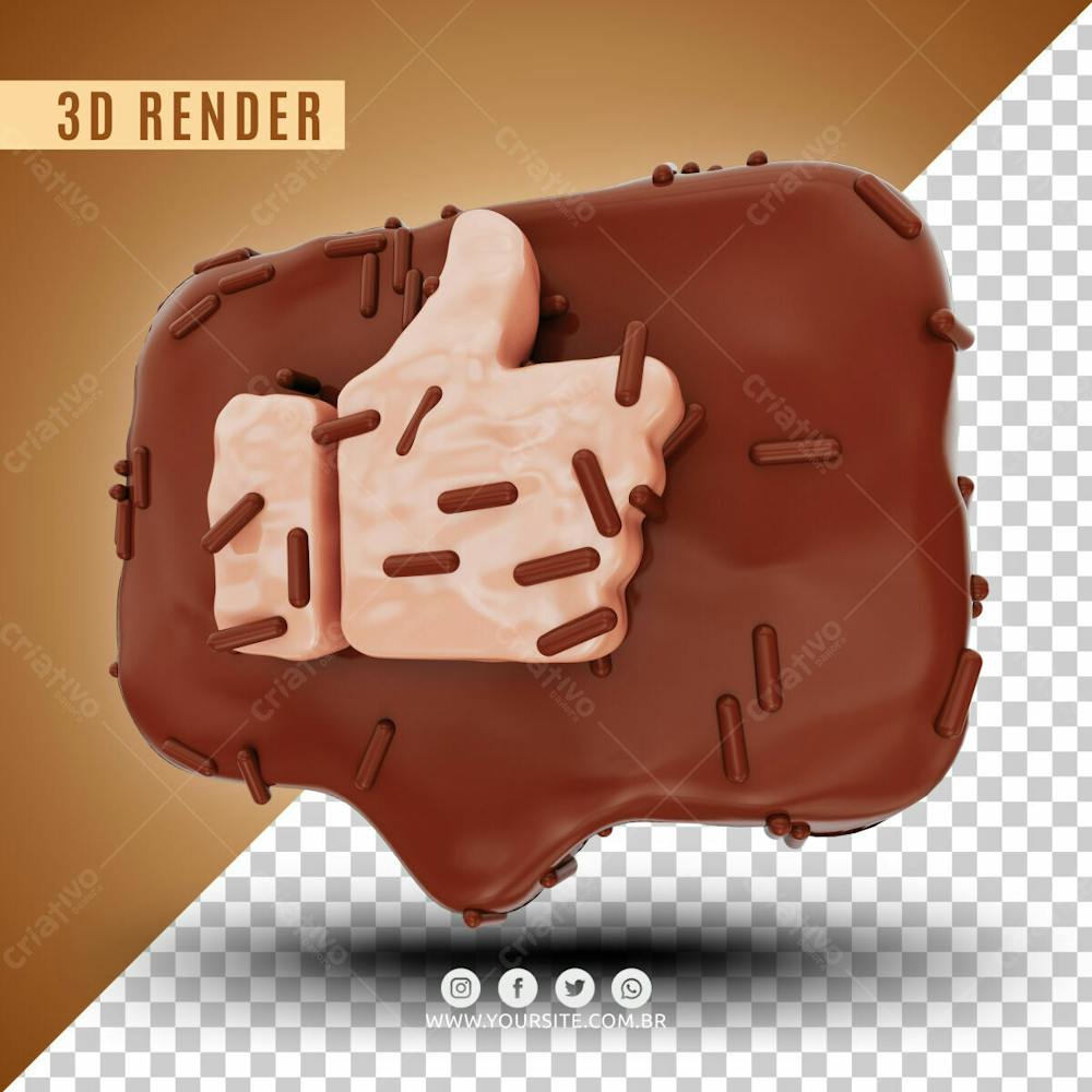 Like De Chocolate E Granulado Elemento 3D Para Composicao Psd