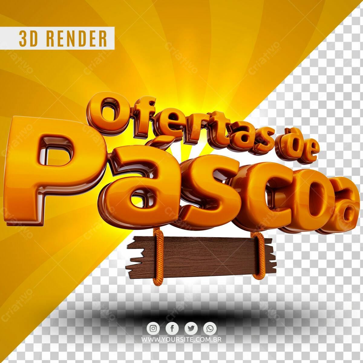 Selo 3D promocional dourado estilo 3D