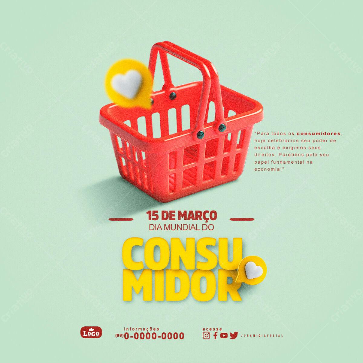 Flyer Dia Mundial do Consumidor PSD Editável