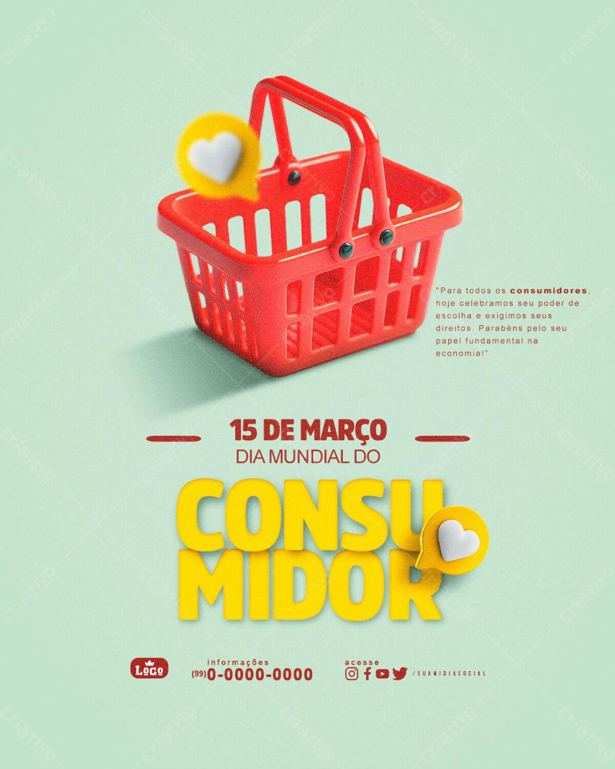 Flyer Dia Mundial do Consumidor PSD Editável