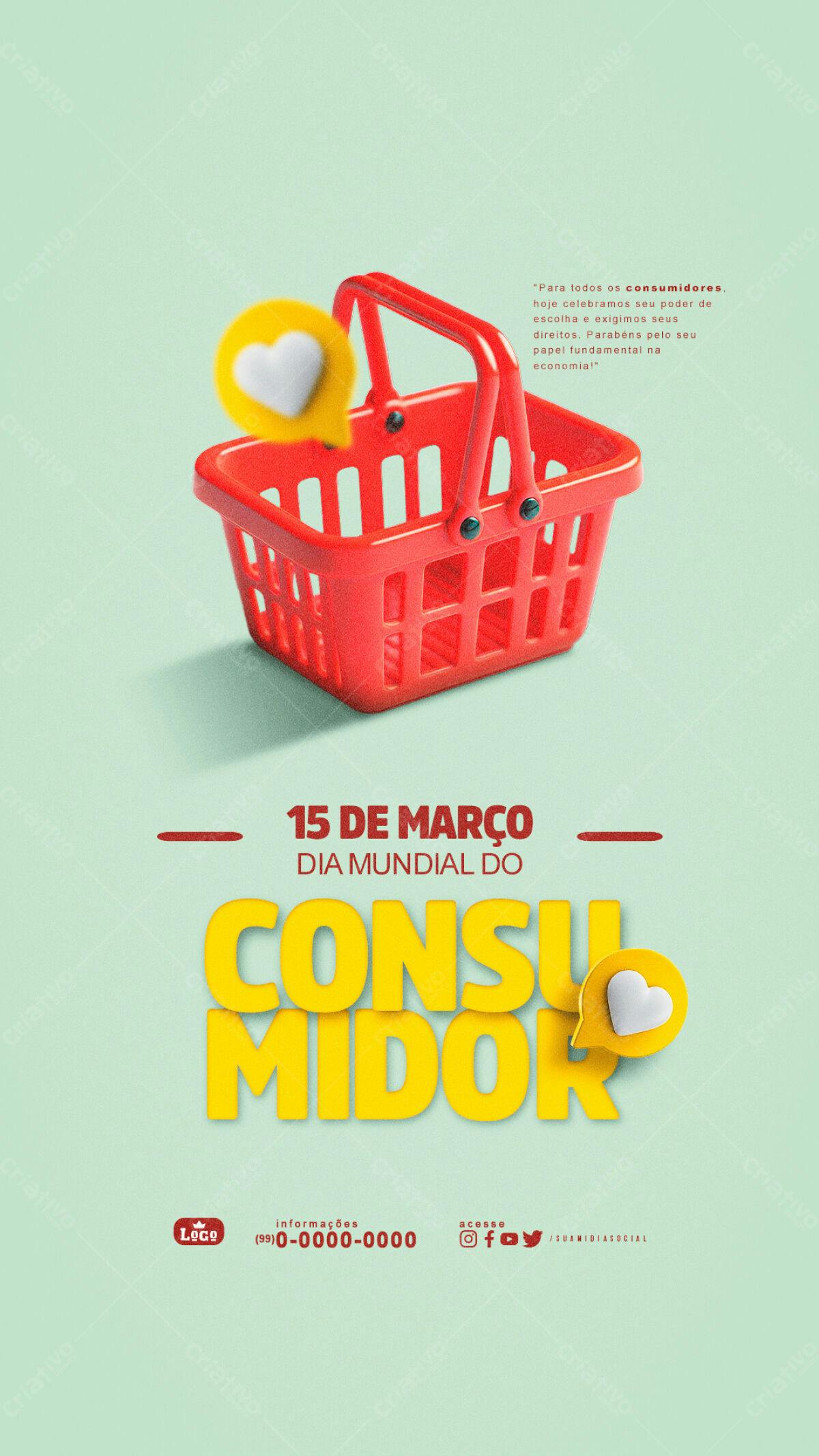 Flyer Dia Mundial do Consumidor PSD Editável