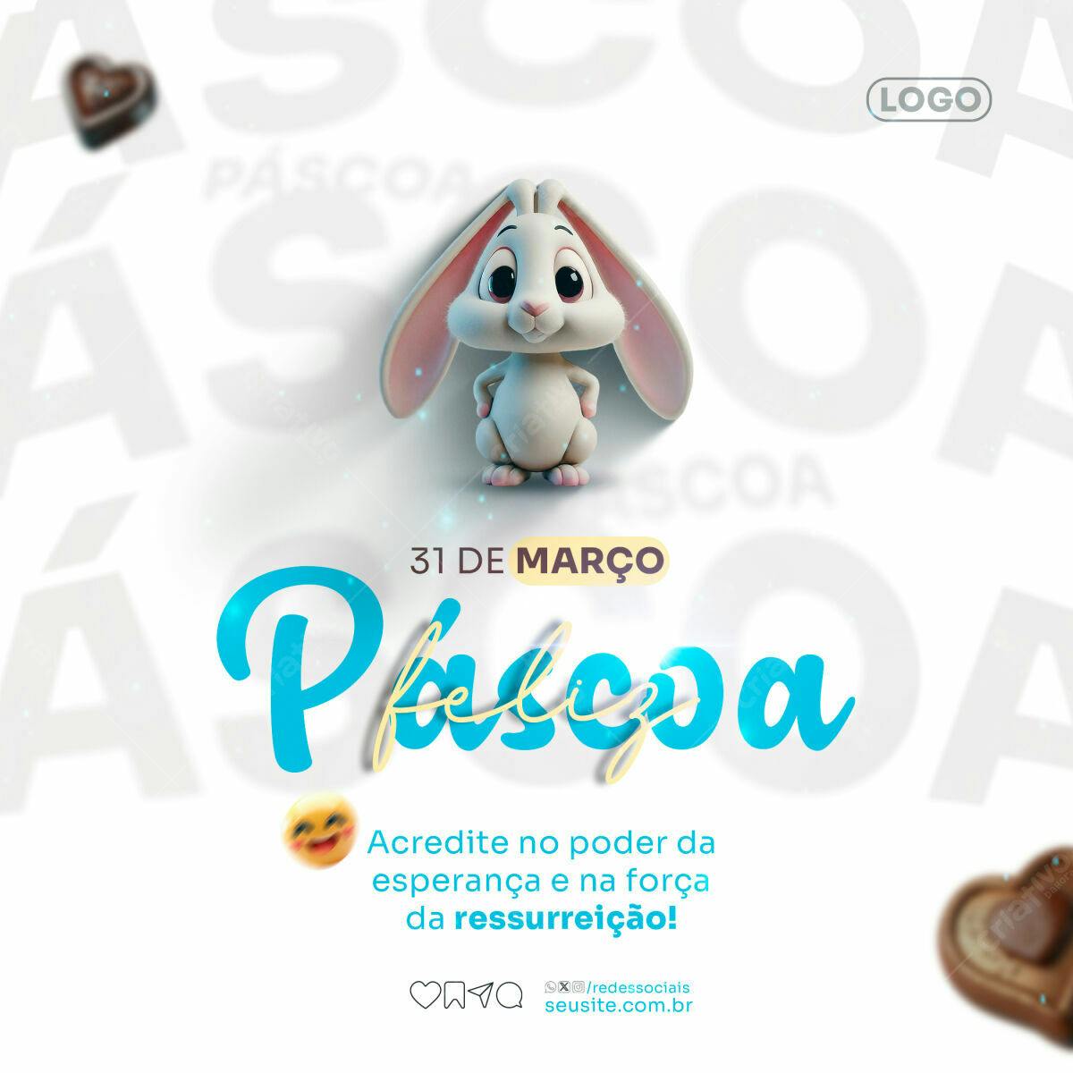 Post para o Dia da Páscoa PSD Editável
