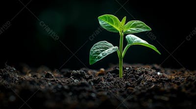 Designerdamissao A Young Plant Sprouting From The Dark Soil Wit 077Ce 873 Af 2F 4288 A 007 B 4E 645Dfdb 3D