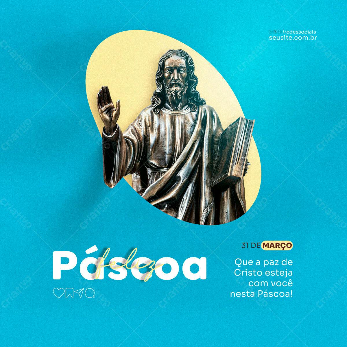 Postagem Páscoa com Imagem de Jesus PSD Editável