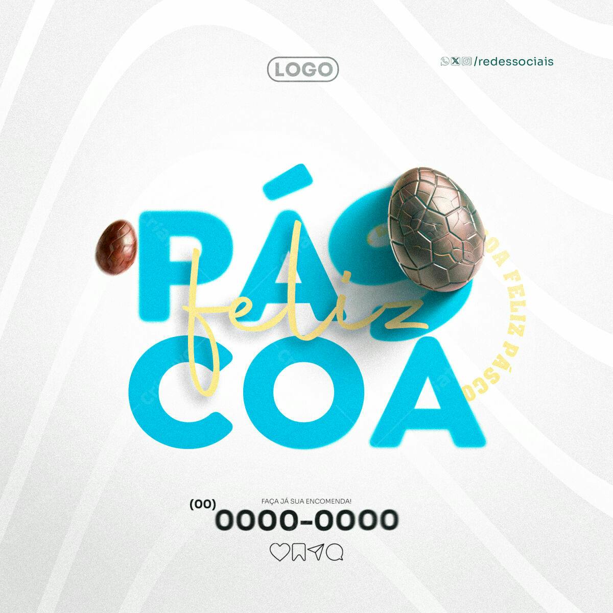 Flyer Páscoa com Ovos de Chocolate PSD Editável