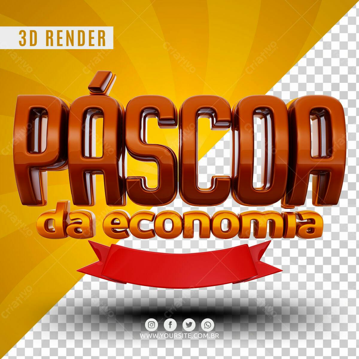 Selo 3D promocional marrom e dourado
