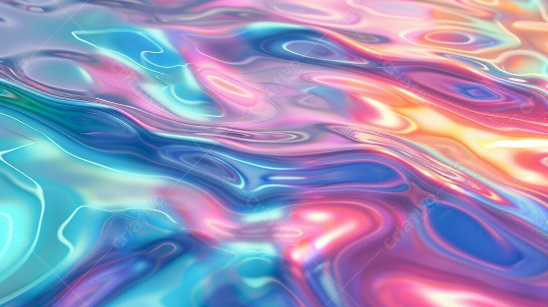 Fluido iridiscente cores vibrantes abstrato