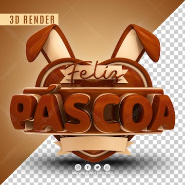 Selo 3d feliz pascoa para composicao psd