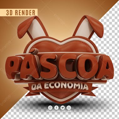 Selo 3d pascoa da economia para composicao psd