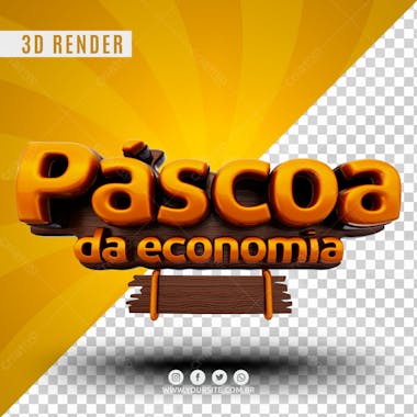 Selo 3d pascoa da economia para composicao psd