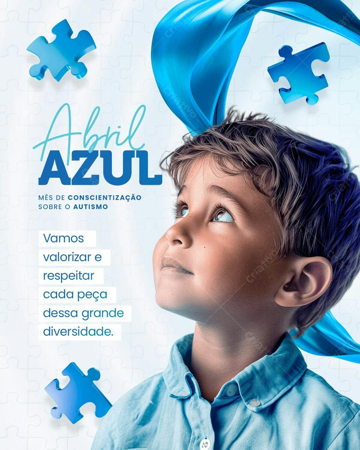 Flyer Abril Azul - Conscientização Autismo PSD Editável