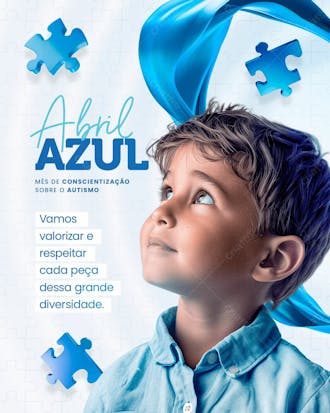 Abril azul mês de conscientização sobre o autismo
