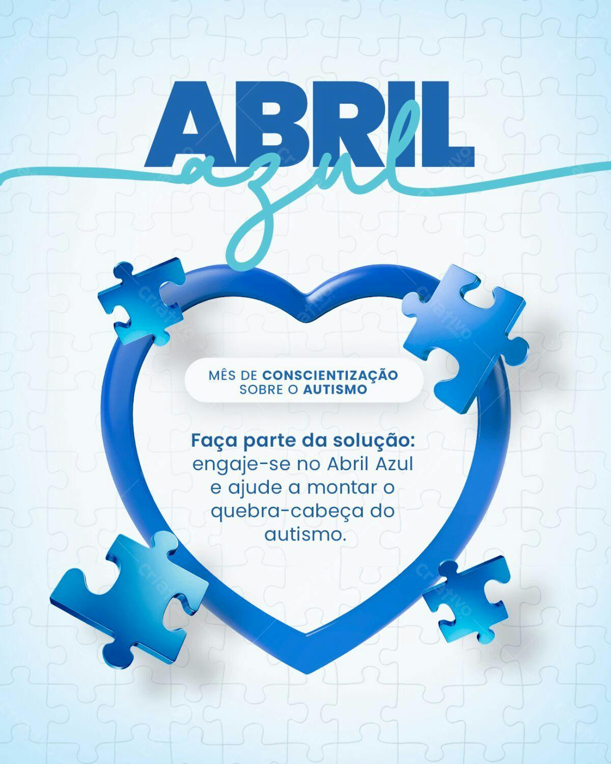 Flyer Abril Azul Conscientização Autismo PSD Editável