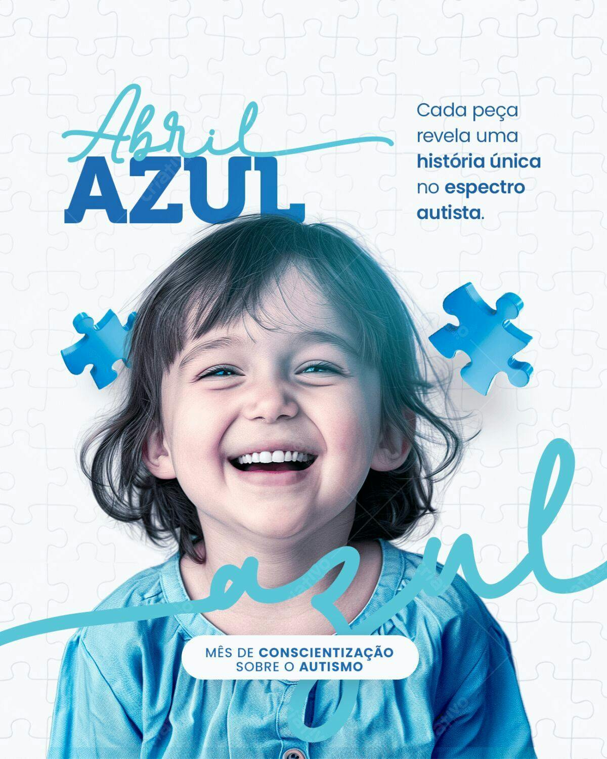 Flyer Abril Azul - Conscientização Autismo PSD Editável