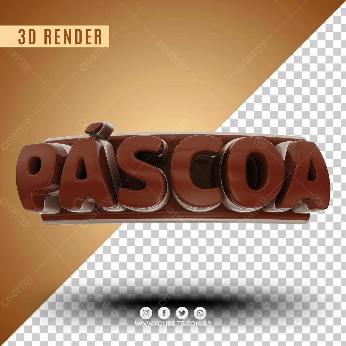Selo 3D Pascoa Chocolate Marrom e Bege