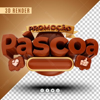 Selo 3D Promocao Pascoa Para Composicao Psd