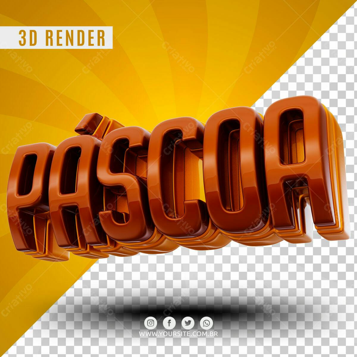 Selo 3D Pascoa marrom brilhante 3D