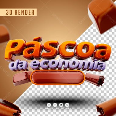 Texto 3d pascoa de economia para composicao psd