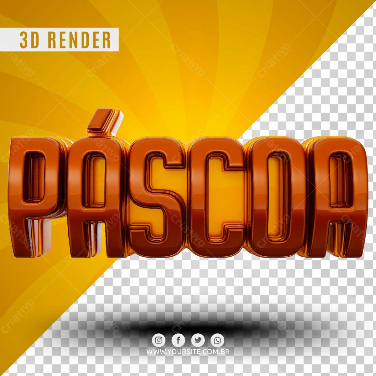 Selo 3D Páscoa marrom brilhante 3D