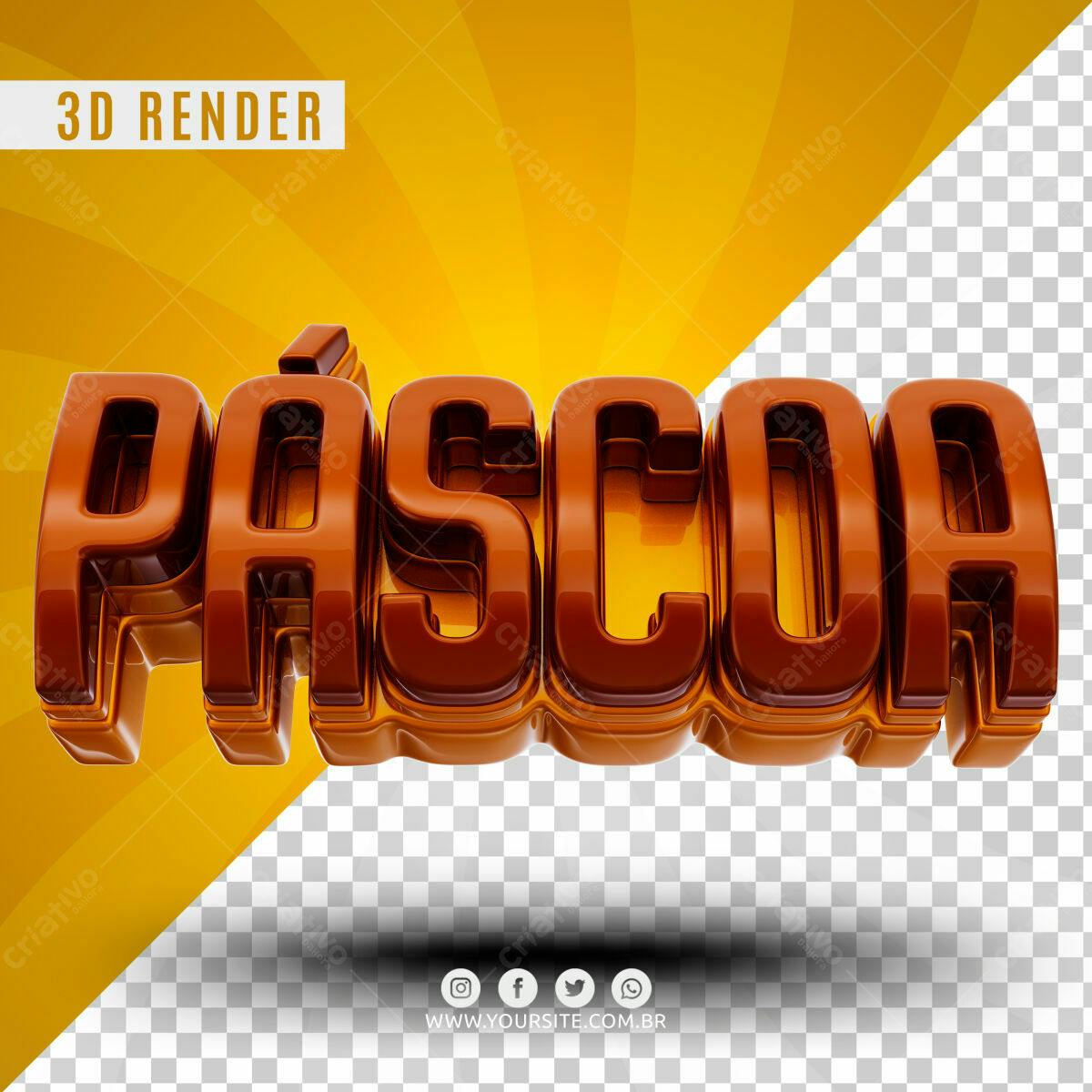 Selo 3D Páscoa marrom brilhante 3D