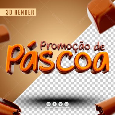 Texto 3d promocao de pascoa para composicao psd