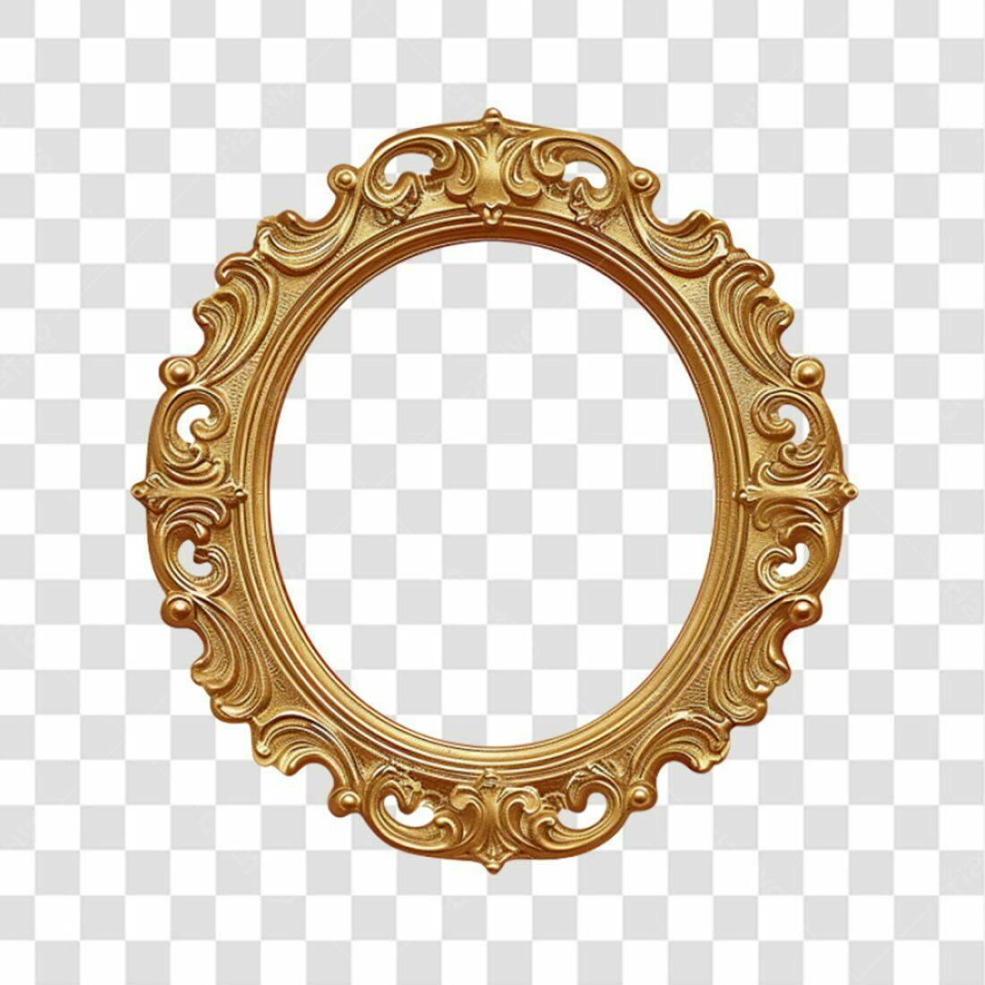 Moldura Oval Dourada PNG com fundo transparente