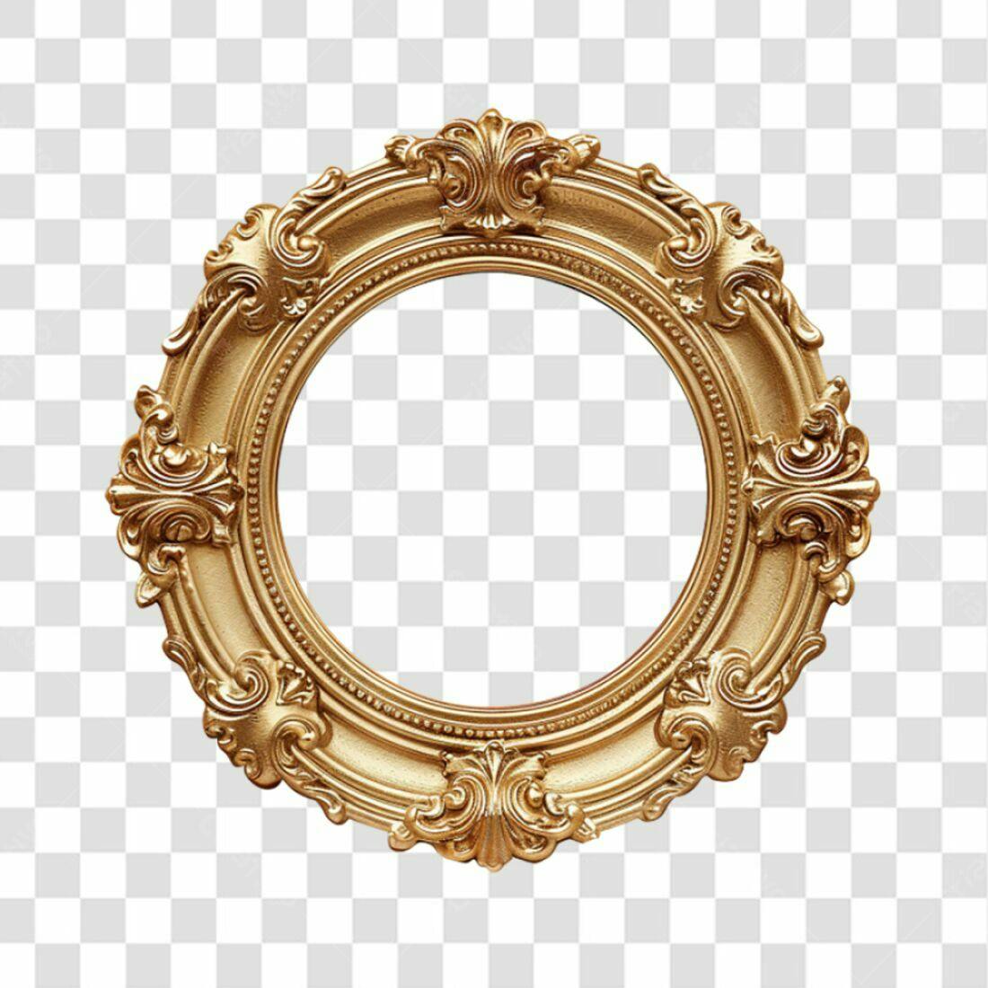 Moldura Circular Dourada PNG com fundo transparente
