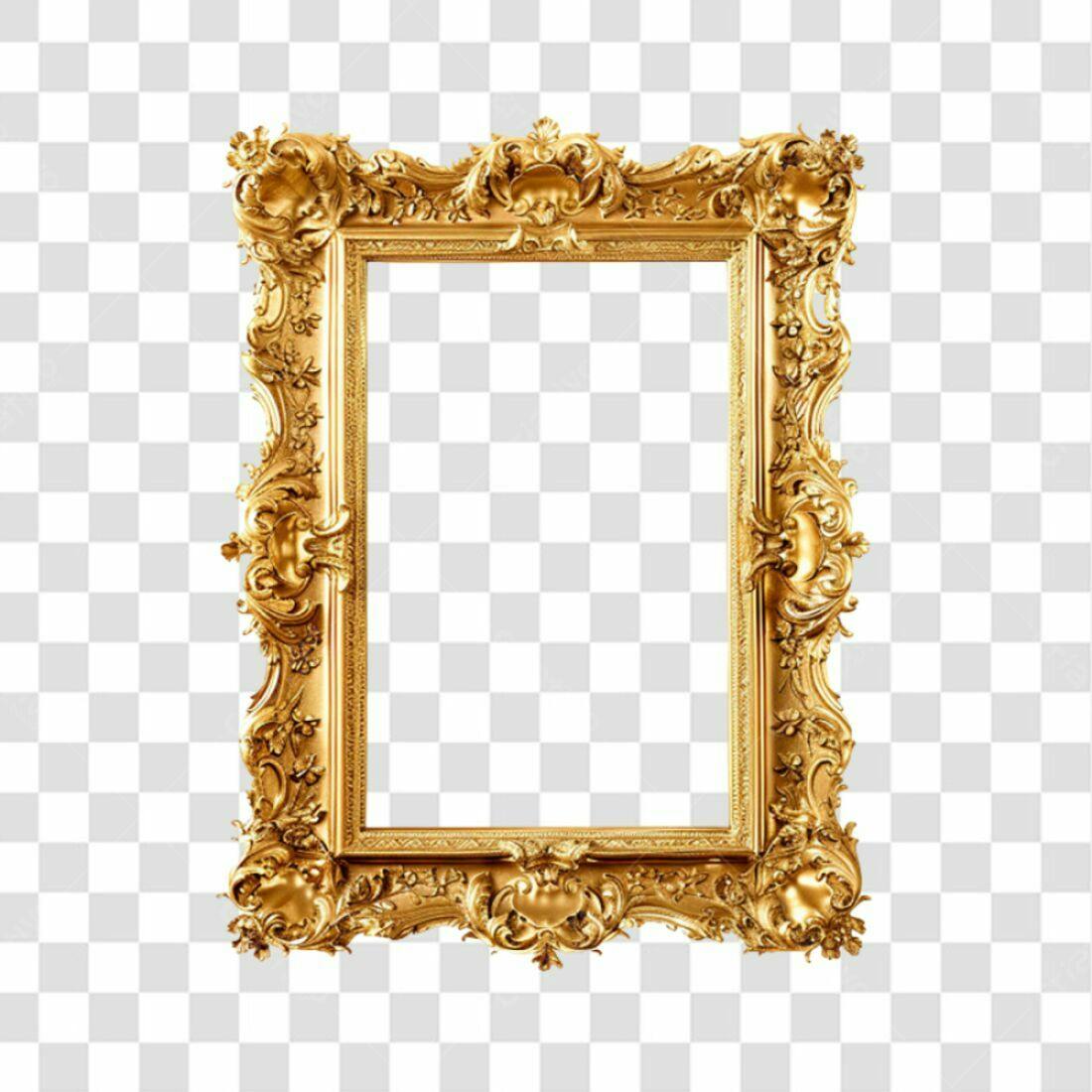 Moldura PNG com fundo transparente Ouro Detalhada