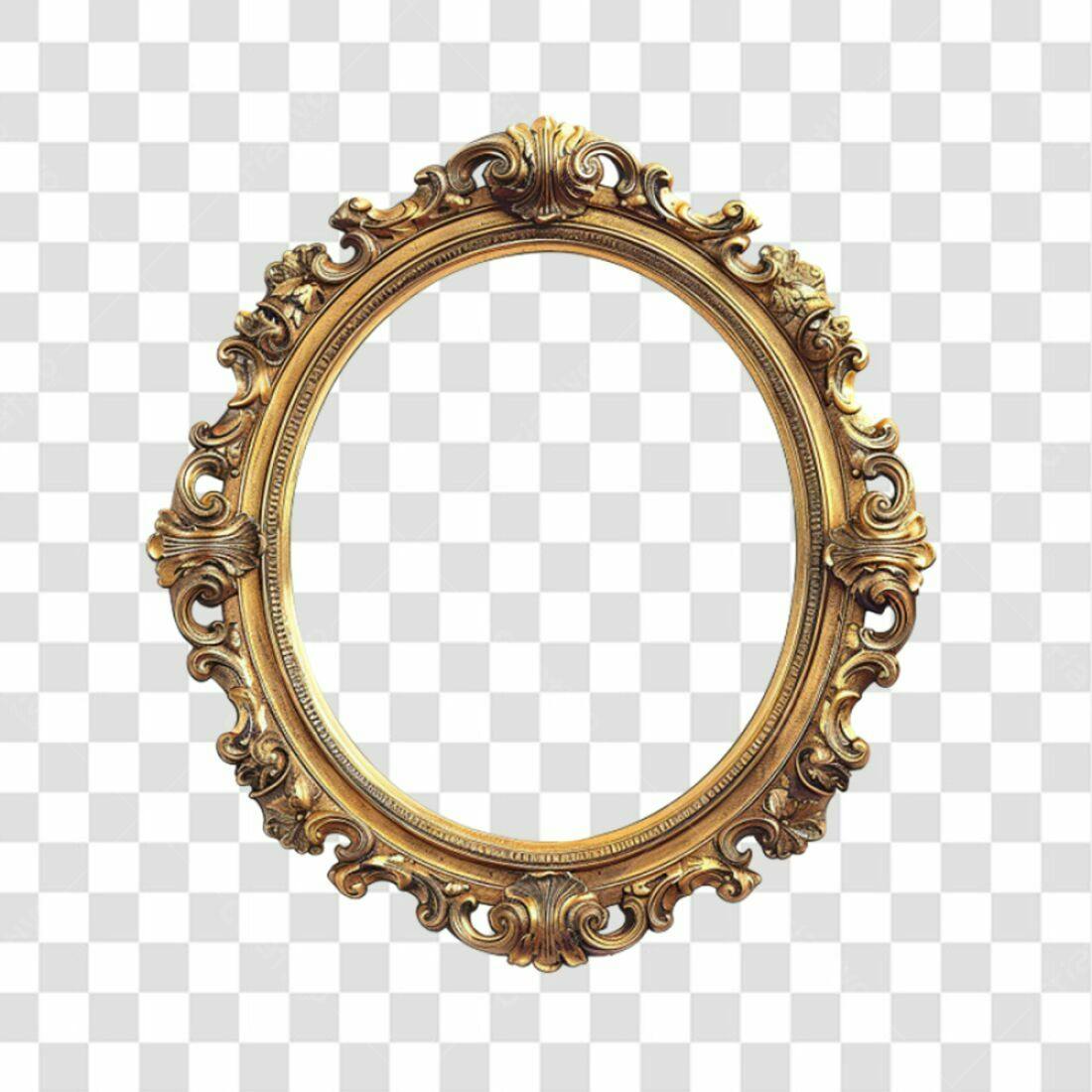 Moldura Oval Dourada PNG com fundo transparente