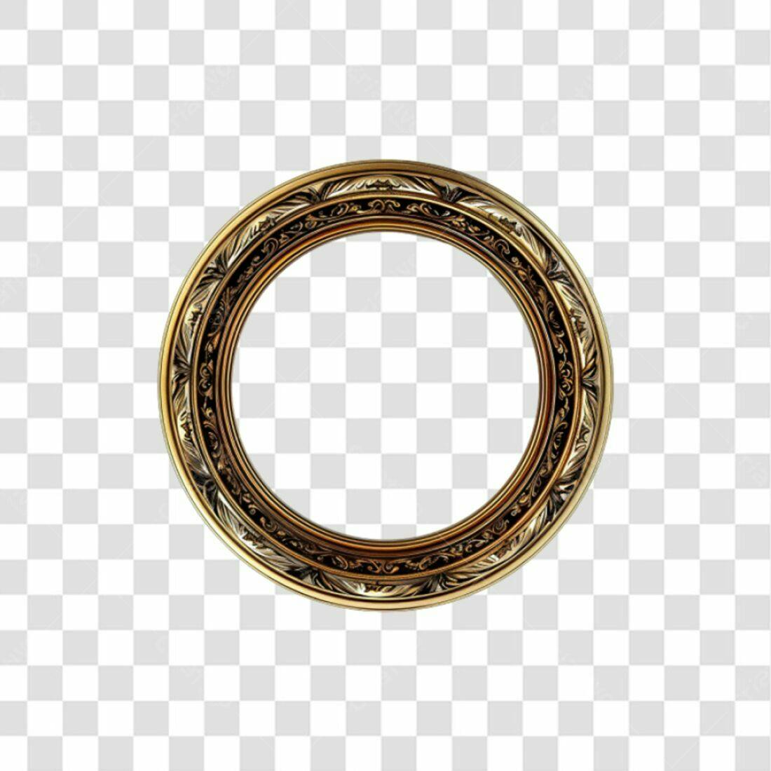 Moldura Circular Dourada PNG com fundo transparente