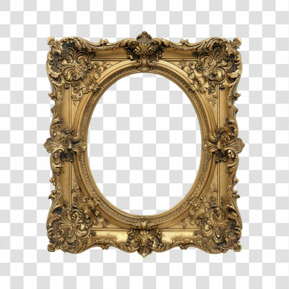 Moldura Oval Dourada PNG com fundo transparente