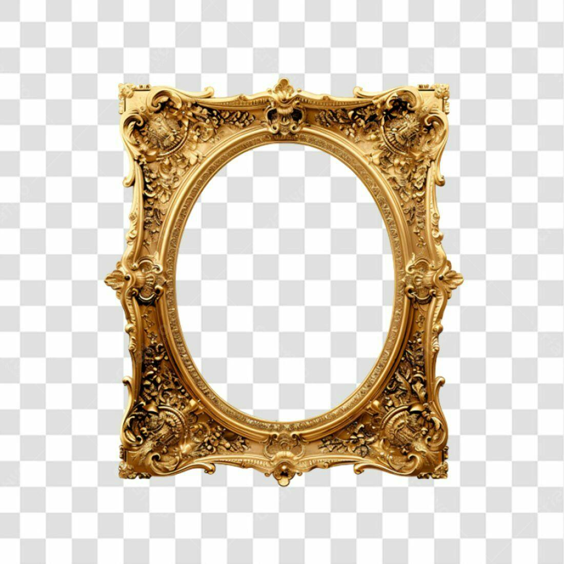 Moldura Oval Dourada PNG com fundo transparente