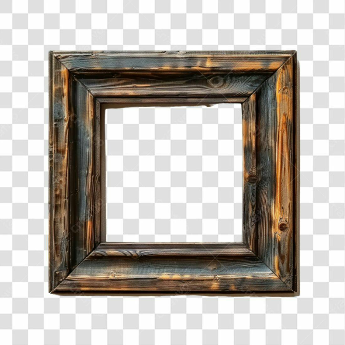 Moldura de madeira PNG com fundo transparente