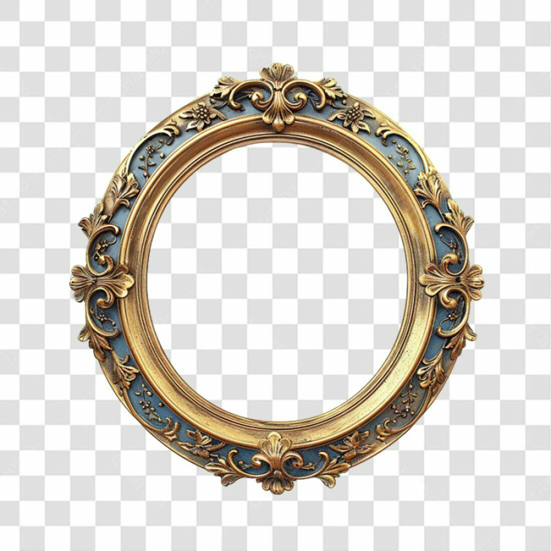 Moldura Circular Dourada e Azul PNG com fundo transparente
