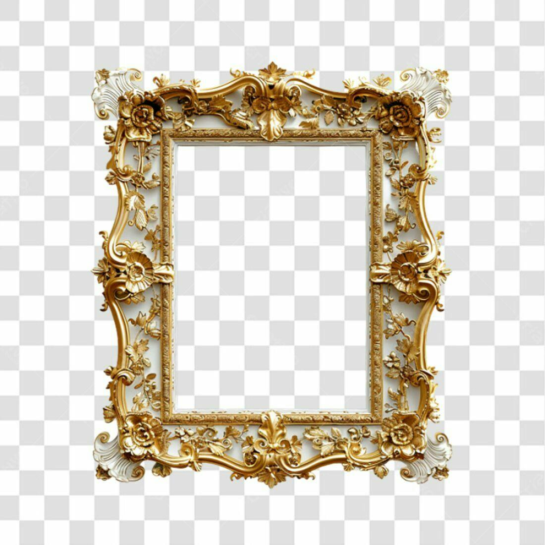 Moldura PNG com fundo transparente Ouro e branco