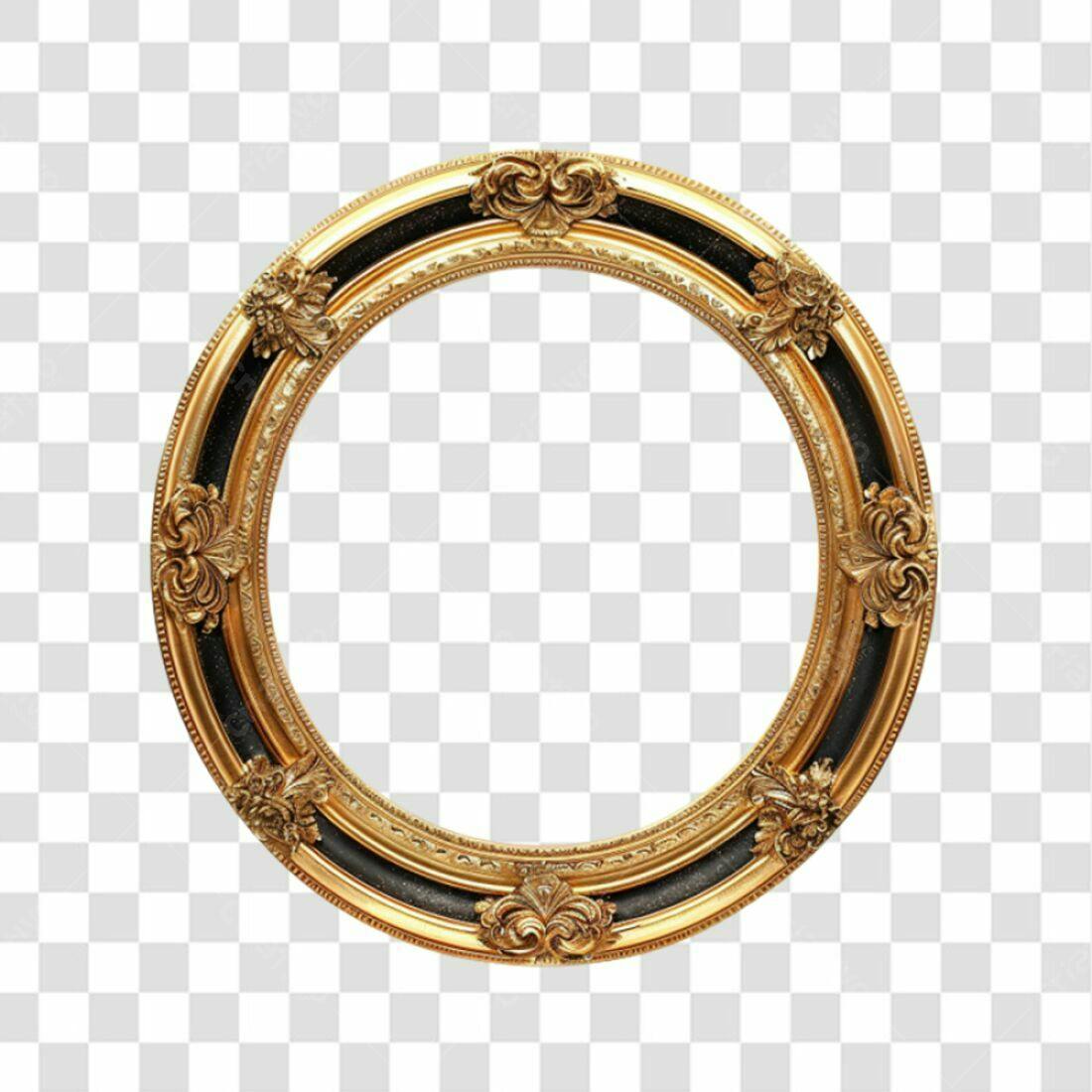 Moldura Circular Ouro e Preto PNG com fundo transparente