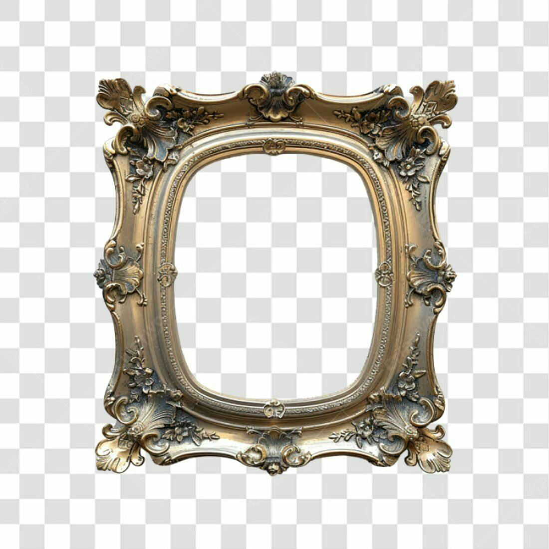 Moldura PNG com fundo transparente estilo vintage dourado