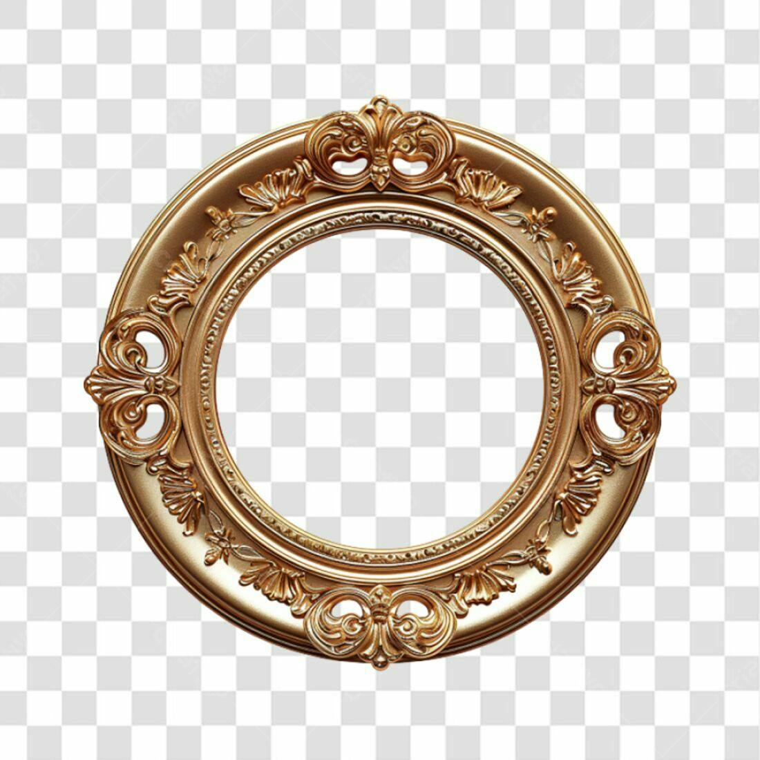 Moldura Circular Dourada PNG com fundo transparente