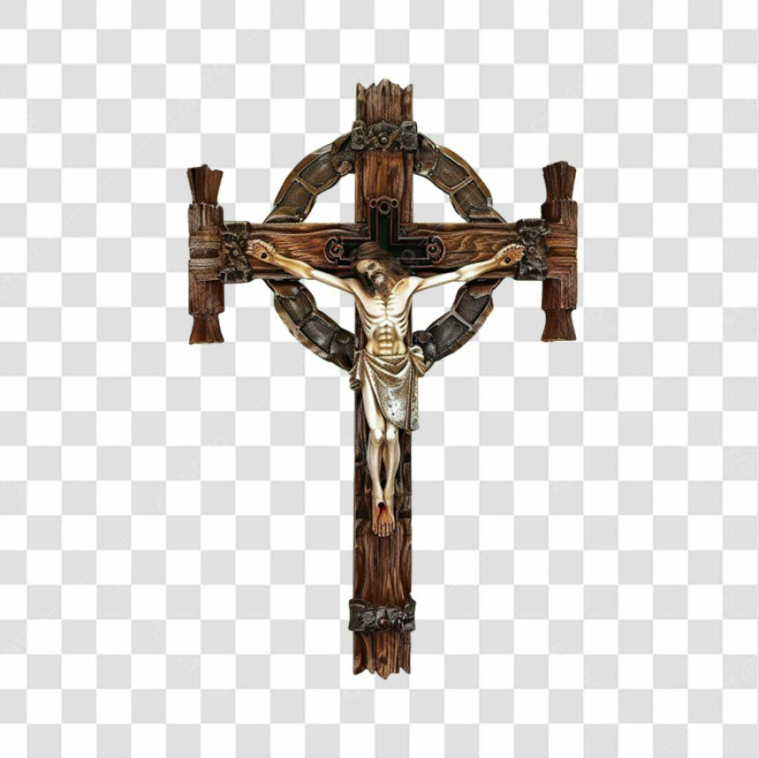 Icone Jesus Cristo Cruz Madeira PNG com fundo transparente