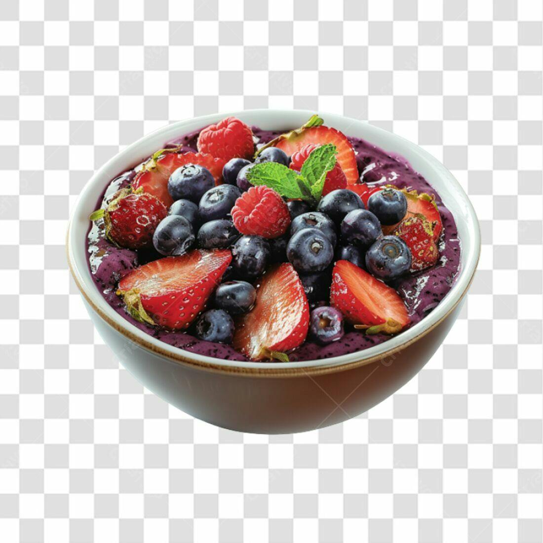 Imagem PNG de Açaí com frutas vermelhas fundo transparente