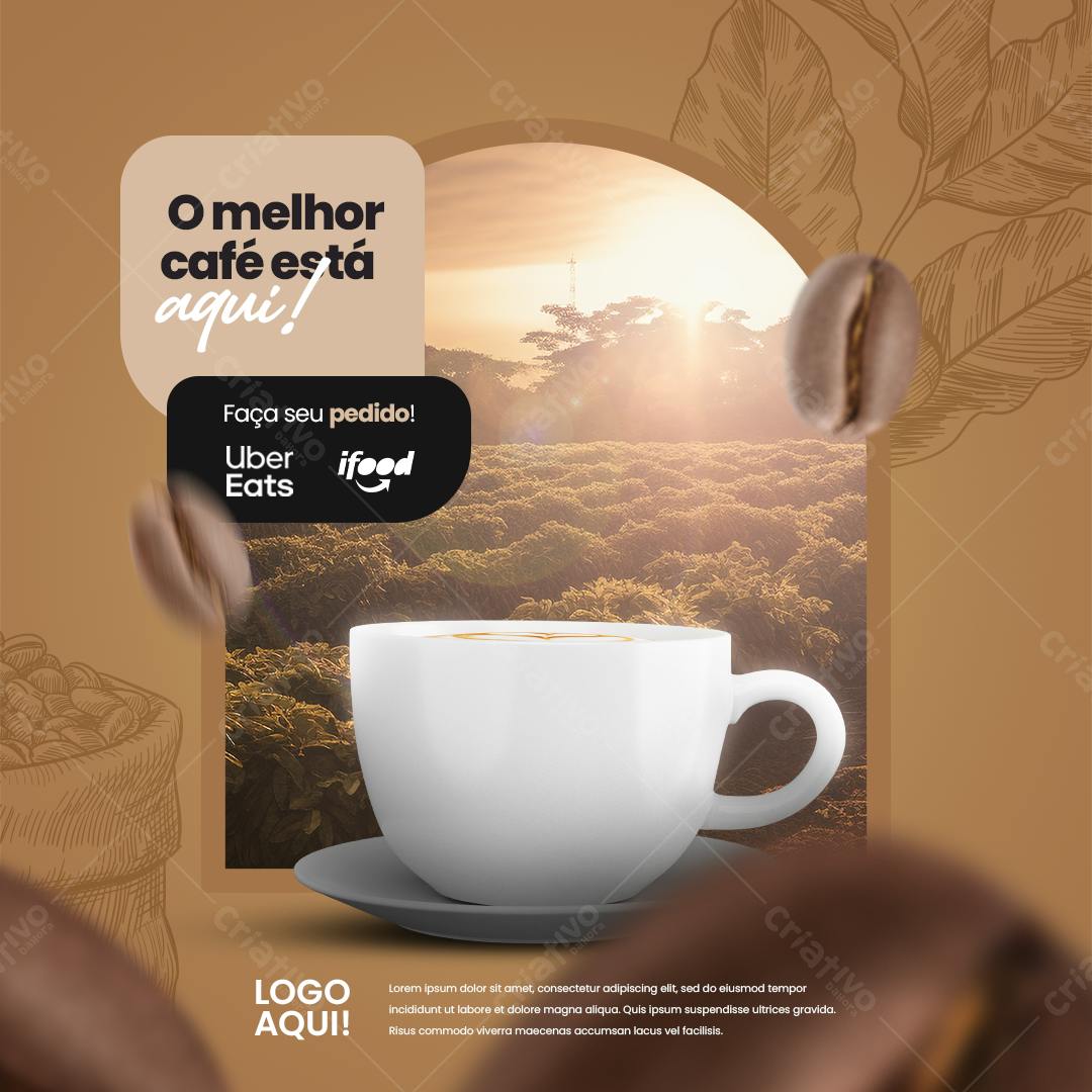 Postagem para Redes Sociais Café PSD Editável