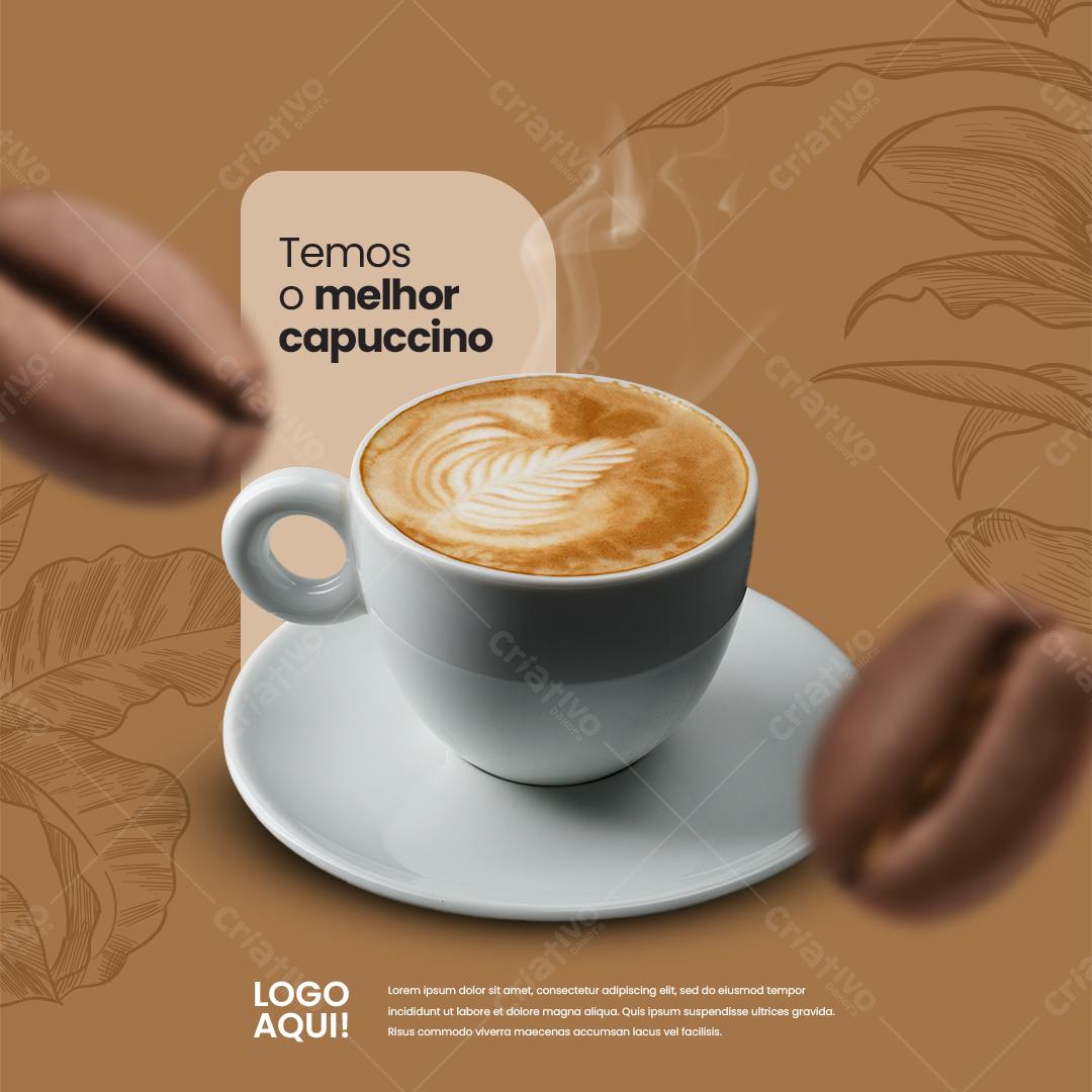 Flyer para Cafeteria com Cappuccino PSD Editável
