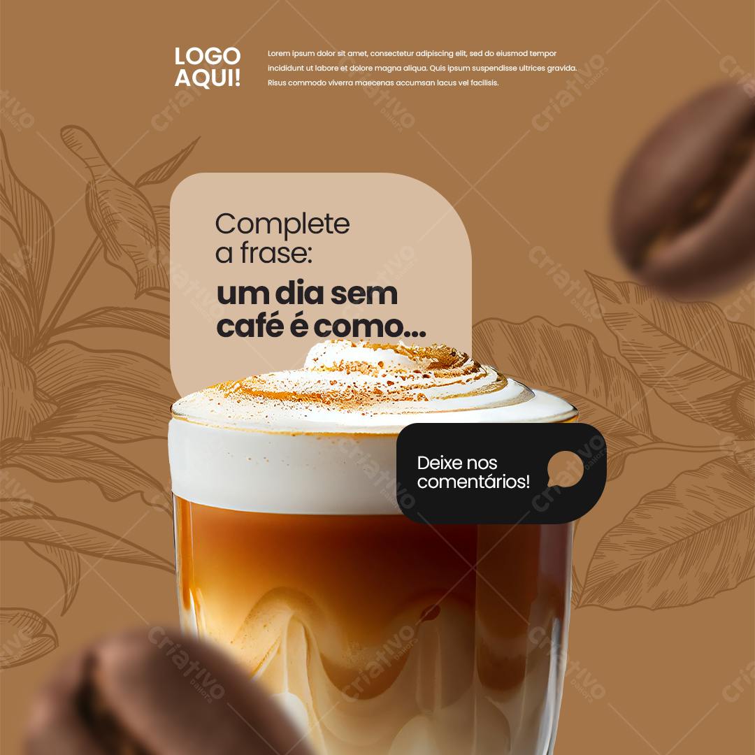 Post para Redes Sociais Café PSD Editável