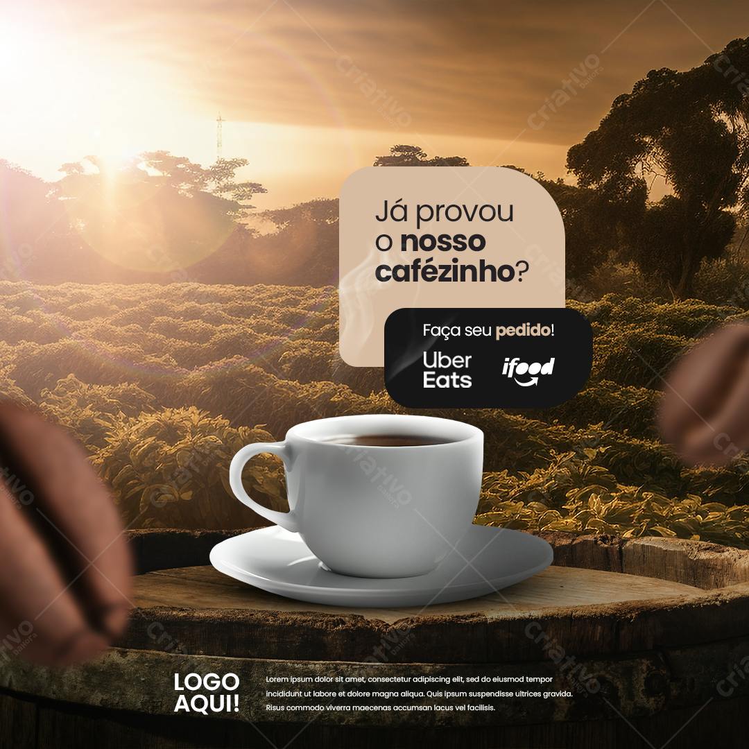 Flyer para Cafeteria com Xícara de Café PSD Editável