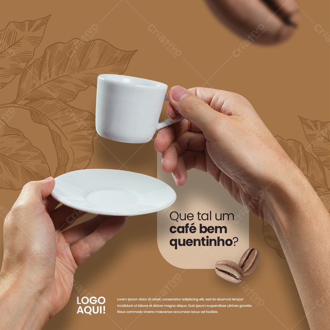 Flyer para Café Quentinho PSD Editável