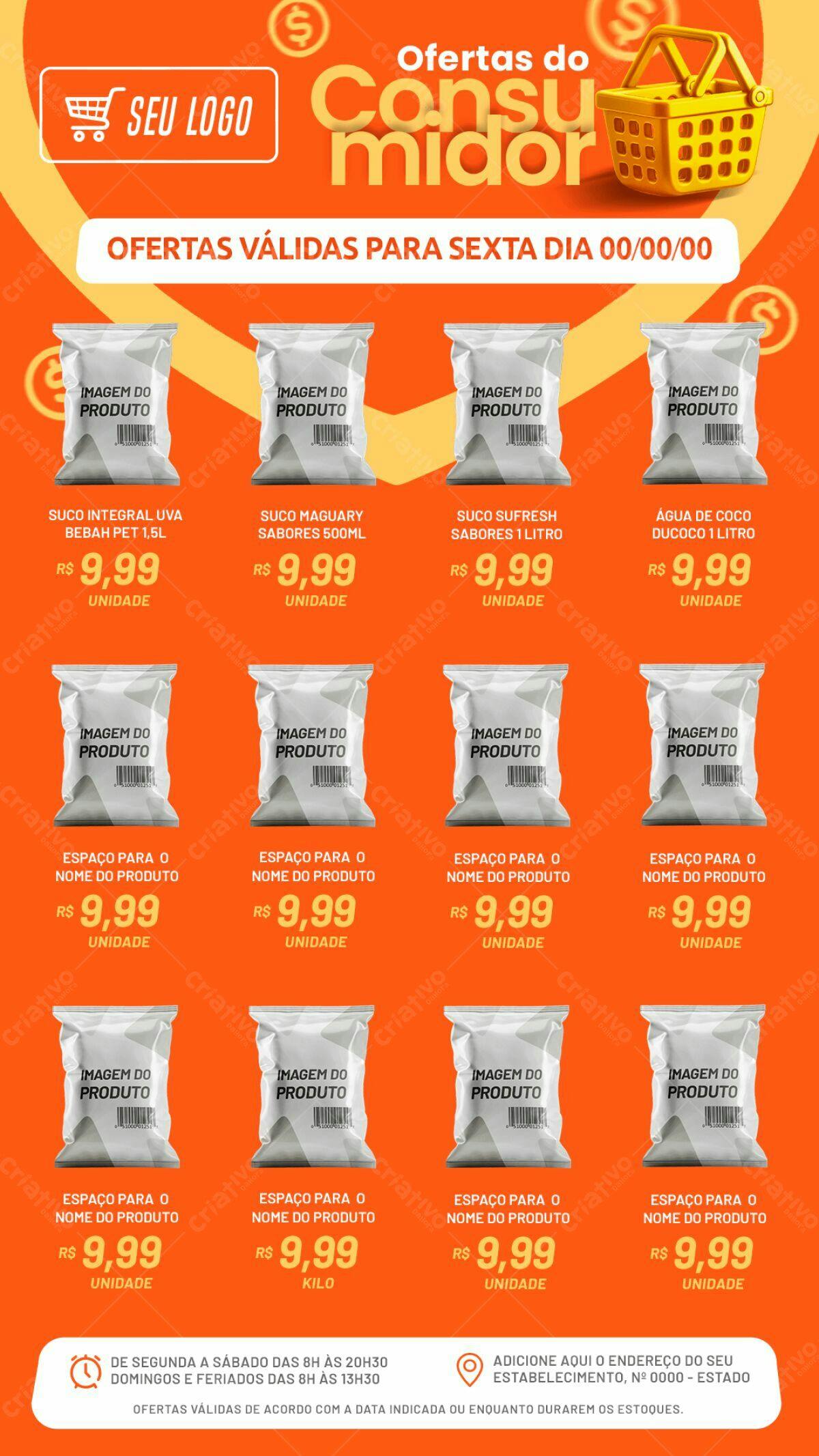 Flyer Ofertas de Sucos e Bebidas PSD Editável