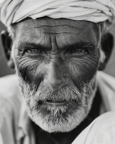 Resilient aged man with traditional cap in soft lit black and white portrait