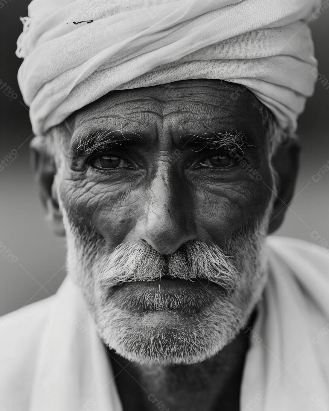 Homem idoso com turbante branco e barba grisalha